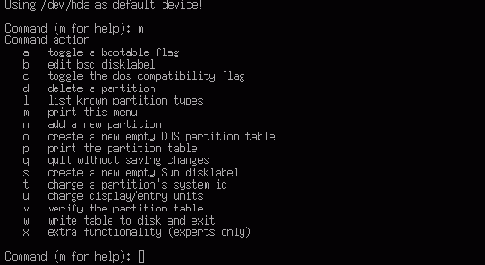 

 fdisk  Disk Druid
